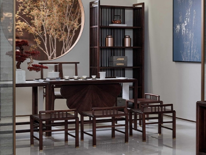 新中式茶室空间茶桌组